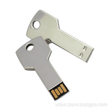 Metal key-shaped USB Flash Drives, Customized Packaging Types/Logos are Accepted, 256MB to 32GB